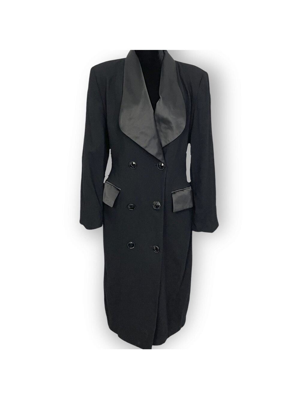 Lynn Green Richard Neal Midi Blazer Jacket Dress Womens 10 Black VTG Business